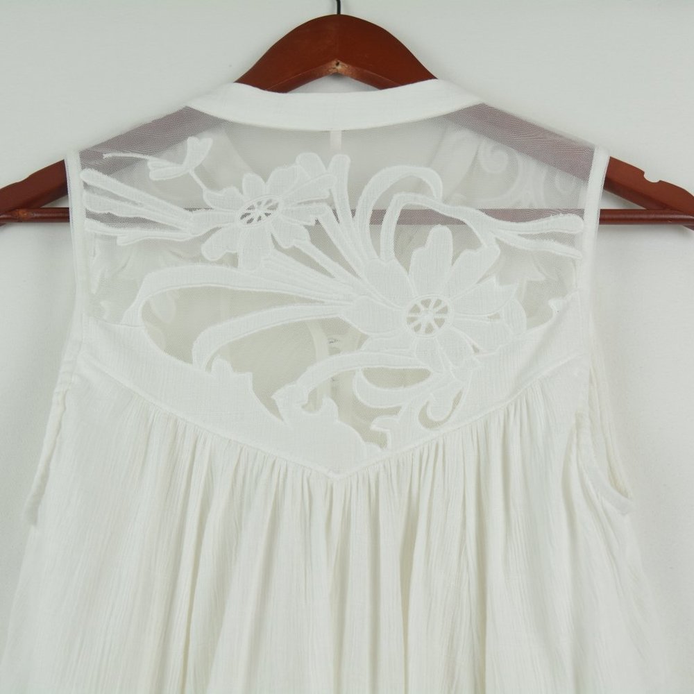 Free People White Lace Button Front Top XS - Picture 4 of 8